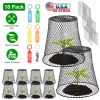 10Pack 9.25x9.25in Chicken Wire Cloches Plant Covers Metal Garden Cages Heavy Duty Plant Protectors with 30 Stakes 20 Labels Keep Bunnies Chicken Squi