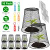 10Pack 9.25x9.25in Chicken Wire Cloches Plant Covers Metal Garden Cages Heavy Duty Plant Protectors with 30 Stakes 20 Labels Keep Bunnies Chicken Squi