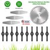 14Pcs Grass Trimmer Blades Accessories Weed Cutter Attachments 10Pcs 5.35In Plastic Blades 3Pcs 6In Stainless Steel Blades 1Pc 4In/6In Alloy Saw Blade