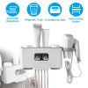 Multifunctional Wall Mount Toothbrush Holder Rack Organizer Automatic Toothpaste Dispenser Squeezer with Magnetic Cups 5 Toothbrush Slots Hair Dryer H