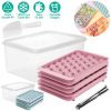 4 Packs Small Ice Cube Trays Mini Circle Ice Cube Tray Round Ice Ball Maker Mold with Lid Bin 132Pcs Ice Cubes for Chilling Drinks Coffee Juice Cockta