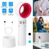 Portable Handheld Bladeless Fan Rechargeable Cooling USB Fan Desktop Use Fan w/ 3 Gears LED Indicator Cooling Fan