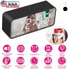 Mirror Digital Alarm Clock LED V5.0 Wireless Speaker Clock with FM Radio Temperature Display MMC Card Slot