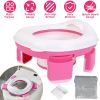 Portable Toddler Potty Toilet Foldable Potty Training Seat Cover with Splash Guard Include Storage Bag 20Psc Potty Bags Baby Toilet Trainer for Indoor