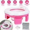 Portable Toddler Potty Toilet Foldable Potty Training Seat Cover with Splash Guard Include Storage Bag 20Psc Potty Bags Baby Toilet Trainer for Indoor